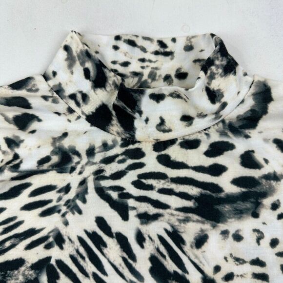 Elie. by Elie Tahari Animal Print Mock Neck Blouse Top Size S Polyester Spandex - Picture 4 of 9